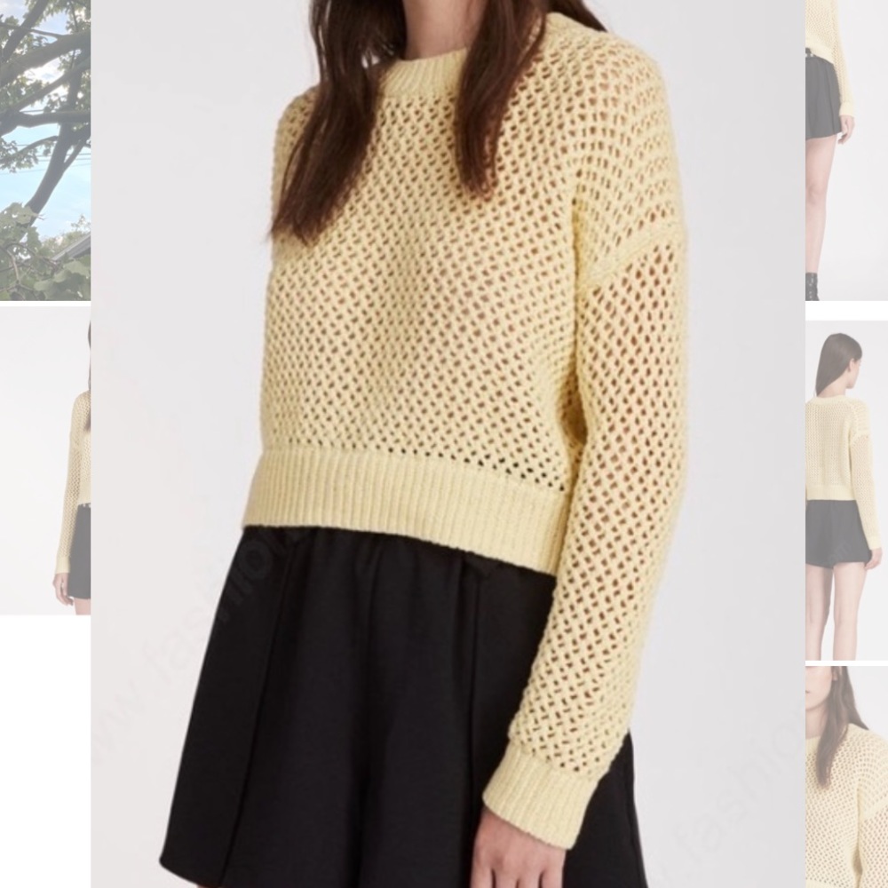 All Saints Arzana Cropped Sweater - Yellow - Size Large